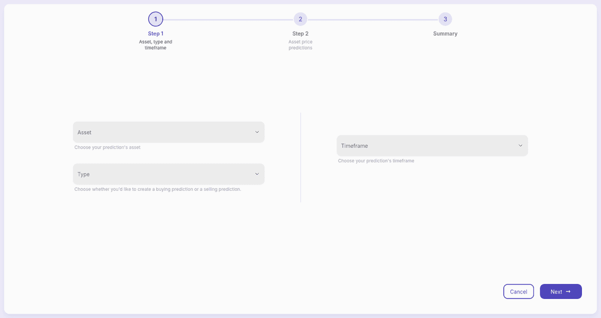 Select Asset and Prediction Type