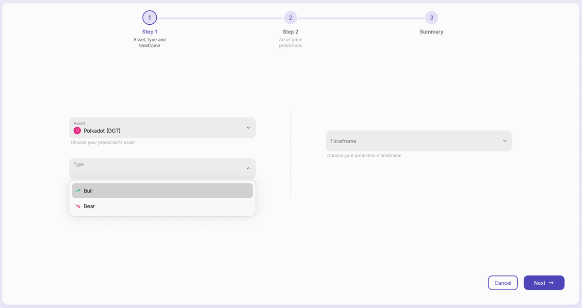 Select Asset and Prediction Type